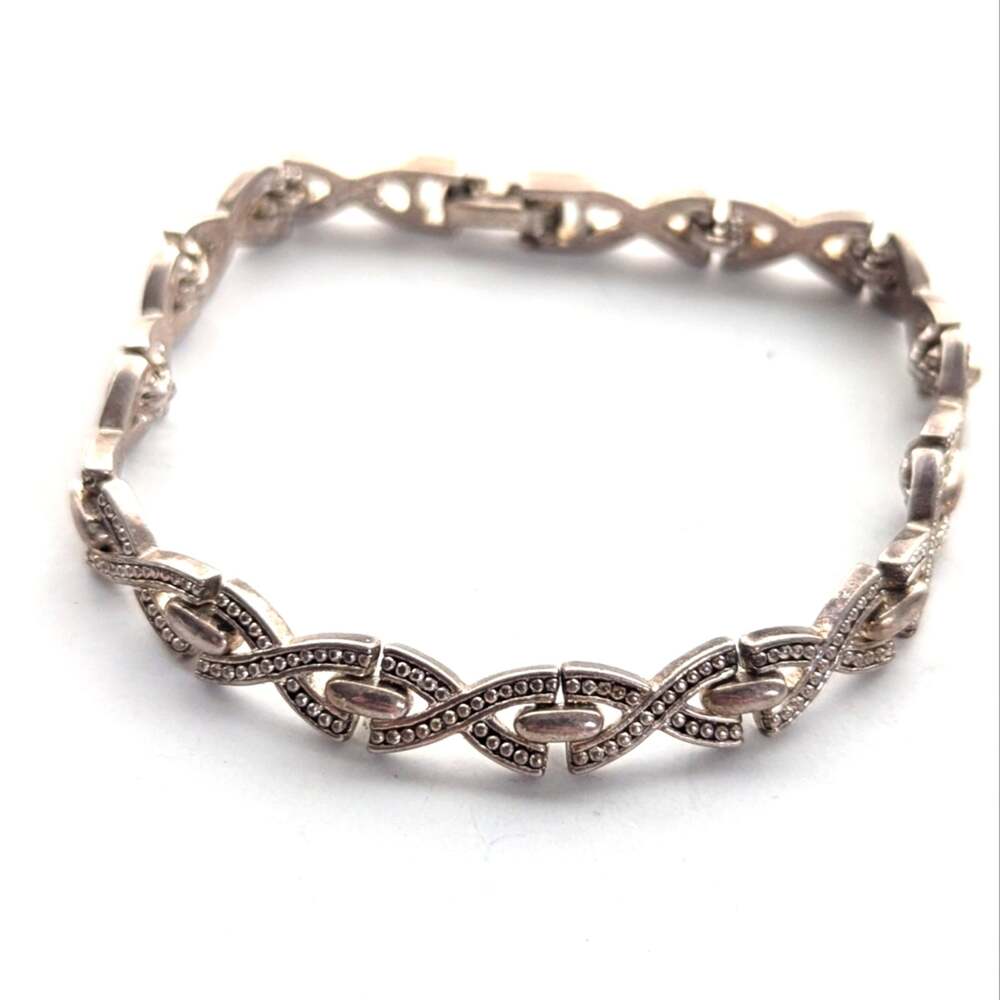 Vintage Napier  Estate Classic Silver Tone Textured Infinity Tennis Bracelet